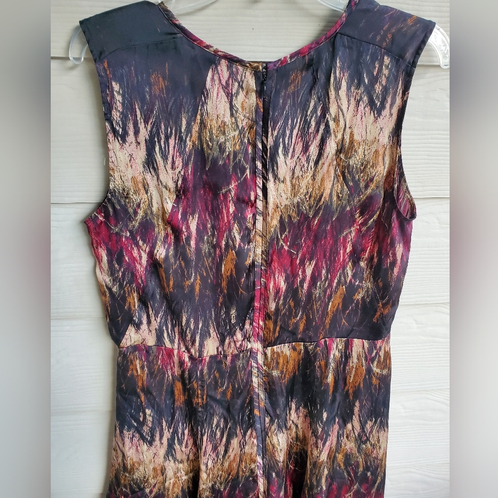 Kenneth Cole Boho Multicolored Satin V-neck Knee-length Casual Summer Dress - Picture 12 of 16
